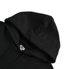 Hooded sweatshirt with embossed leather patch on chest