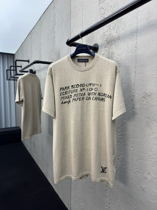 Lettering distressed color short sleeves