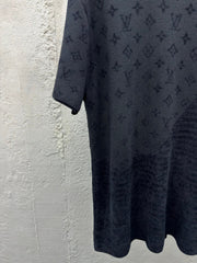 Spliced jacquard wool short sleeves