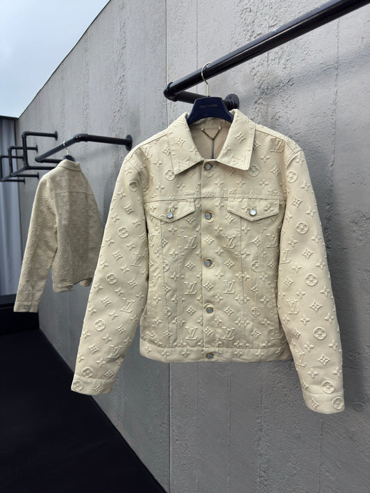 Fully embossed denim jacket