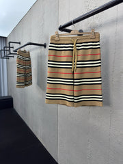 Striped wool shorts