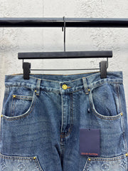 Embossed embossed denim trousers