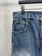 Embossed embossed denim trousers