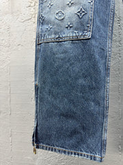 Embossed embossed denim trousers