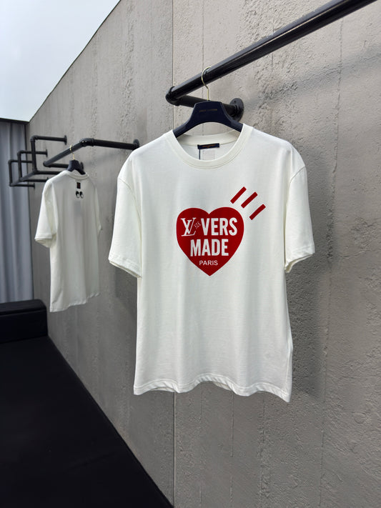 Heart print short sleeves