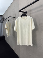 Checkerboard embroidered wool short sleeves