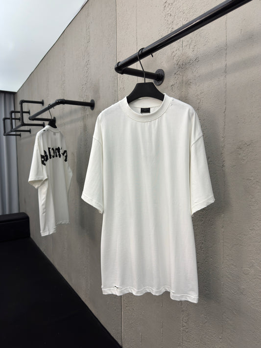 Back ink-splashed printed short sleeves