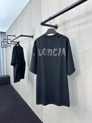 Back ink-splashed printed short sleeves