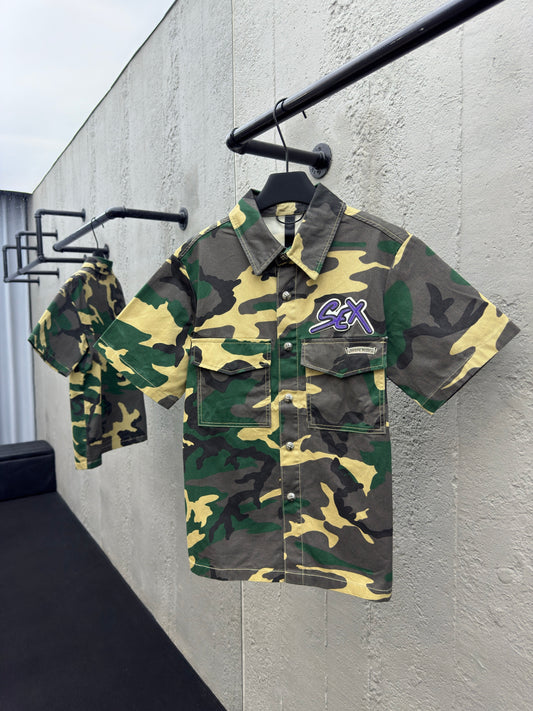 Cross-stitched leather jacket