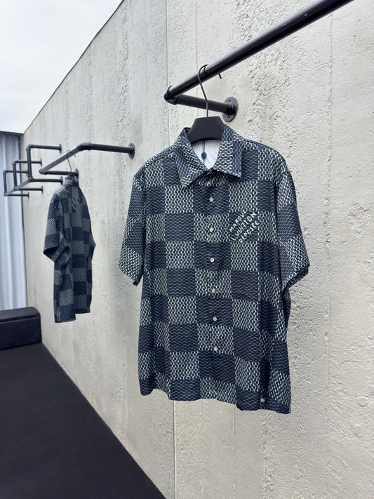 Cross-stitched leather jacket