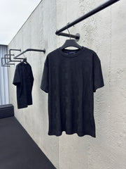 Checkerboard embroidered woolen short sleeves