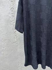 Checkerboard embroidered woolen short sleeves