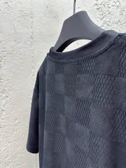 Checkerboard embroidered woolen short sleeves