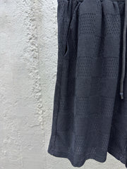 Checkerboard embroidered woolen shorts