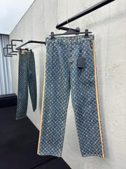 Jacquard full-print seam jeans