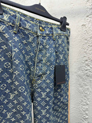 Jacquard full-print seam jeans