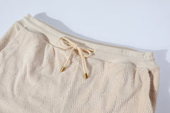 Cotton drawstring terry casual shorts