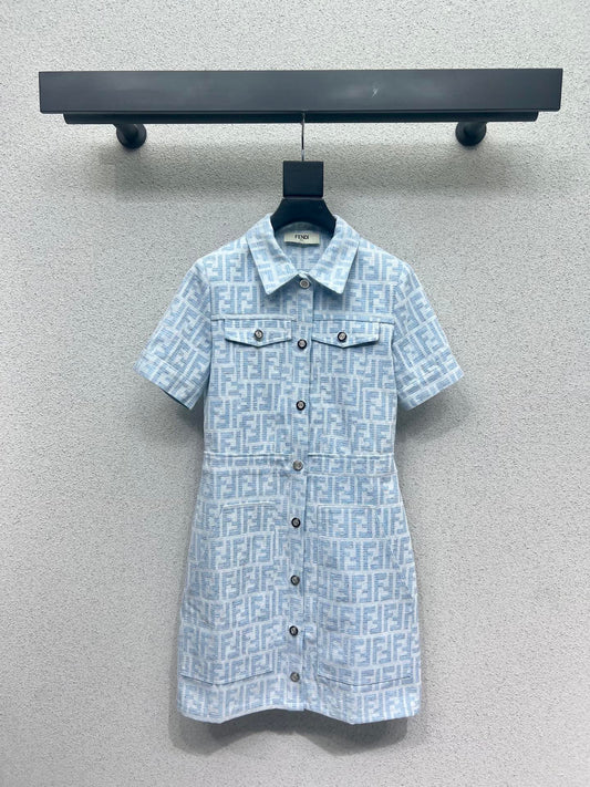 Denim short-sleeved dress