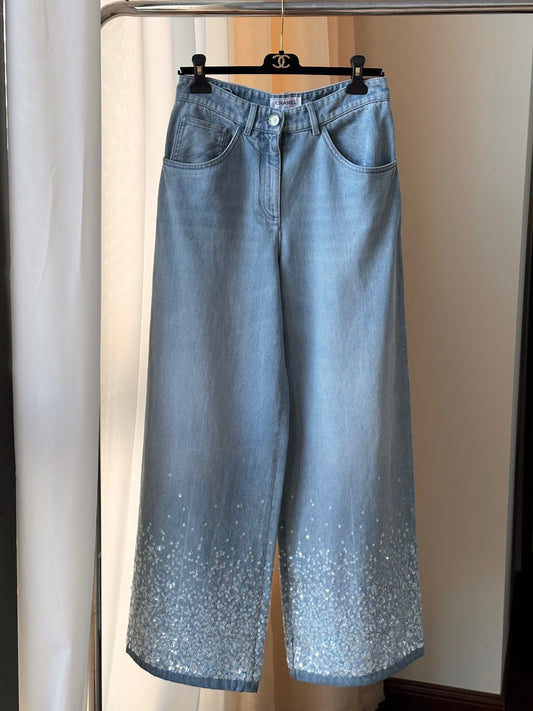 Handmade sequin jeans