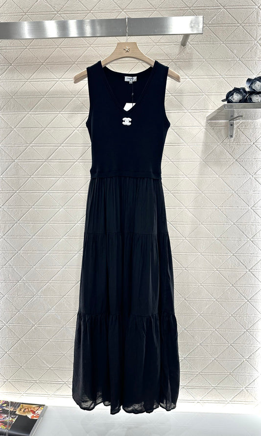 Knitted patchwork vest long skirt