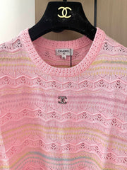 Breathable striped crew neck short sleeves