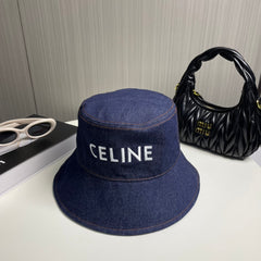 Denim embroidered bucket hat
