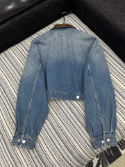 Leather-Patterned Denim Jacket