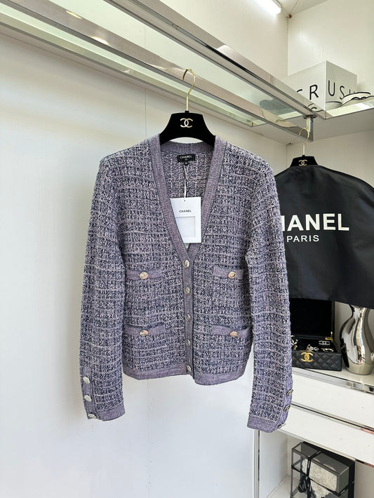 Colorful Flower Yarn Knitted V-Neck Cardigan