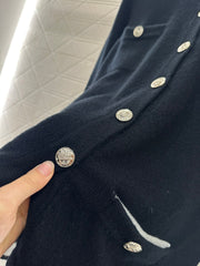 Contrast-Color Belted Knit Cardigan