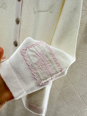 Contrast-Color Belted Knit Cardigan