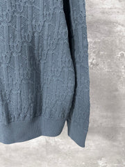 Dark rattan check pattern sweater with all-over floral pattern