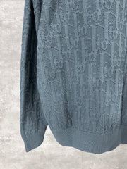 Dark rattan check pattern sweater with all-over floral pattern