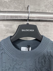 Dark rattan check pattern sweater with all-over floral pattern