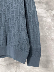 Dark rattan check pattern sweater with all-over floral pattern