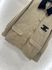 Corduroy Collar Contrast Jacket