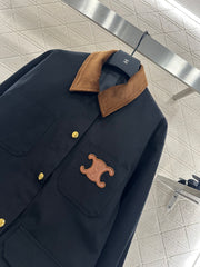 Corduroy Collar Contrast Jacket