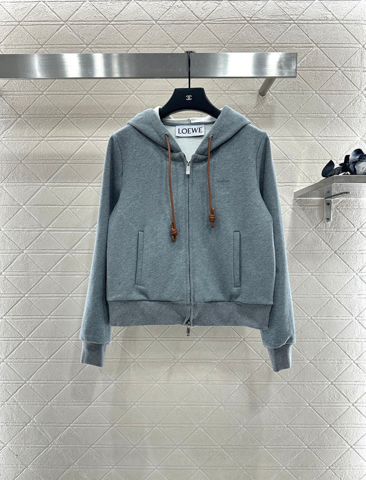 Hooded Zip-Up Jacket with Brushed Fleece