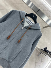 Hooded Zip-Up Jacket with Brushed Fleece