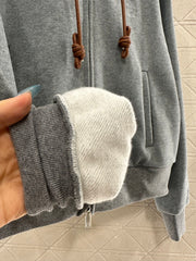 Hooded Zip-Up Jacket with Brushed Fleece
