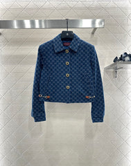 Lapel Jacquard Cropped Jacket
