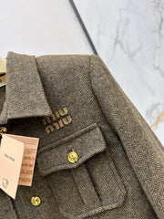Wool Herringbone Lapel Jacket