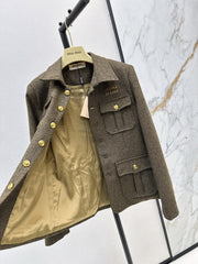 Wool Herringbone Lapel Jacket