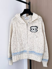 Zippered hooded cardigan
