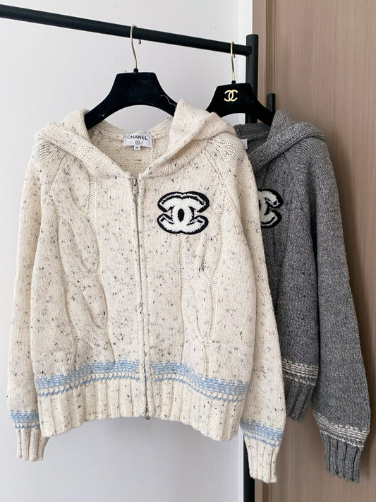 Zippered hooded cardigan