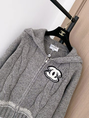 Zippered hooded cardigan