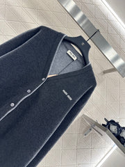 Contrast Color Fake Two-Piece Knit Cardigan