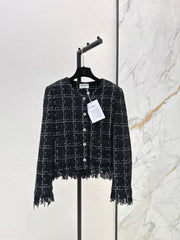 Woven tweed fringed jacket
