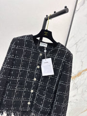 Woven tweed fringed jacket