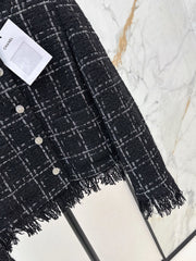 Woven tweed fringed jacket