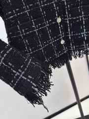 Woven tweed fringed jacket